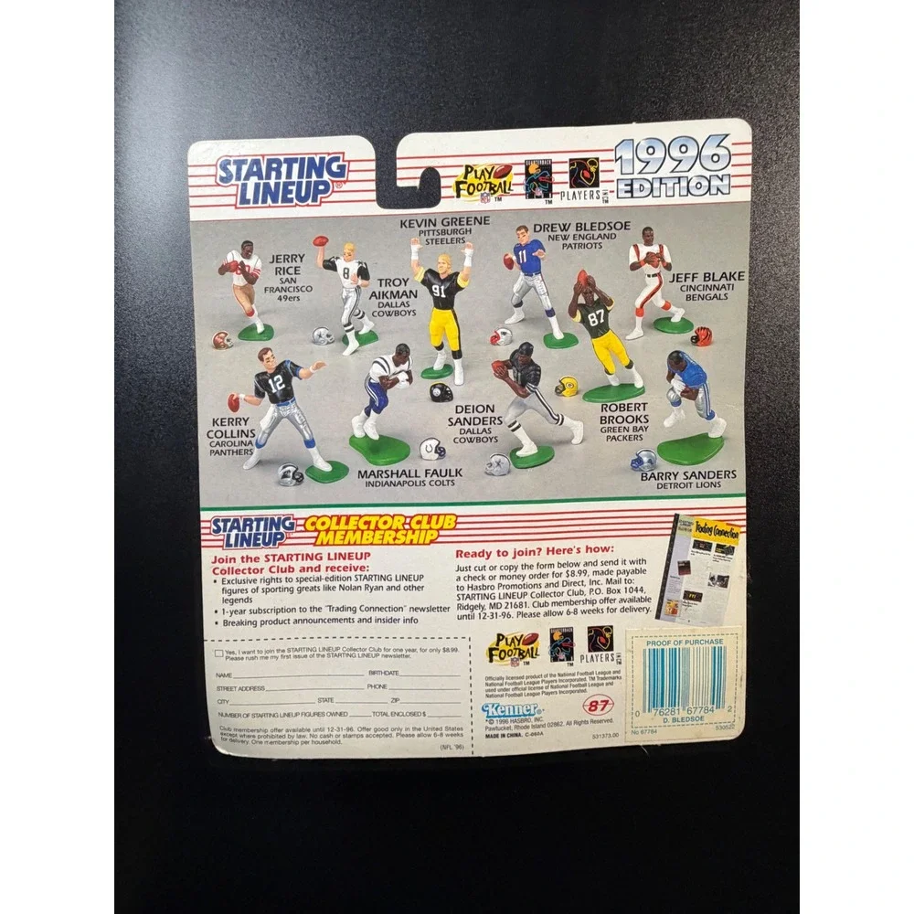 Vintage 1996 Starting Lineup Drew Bledsoe New England Patriots Figure Card 68830
